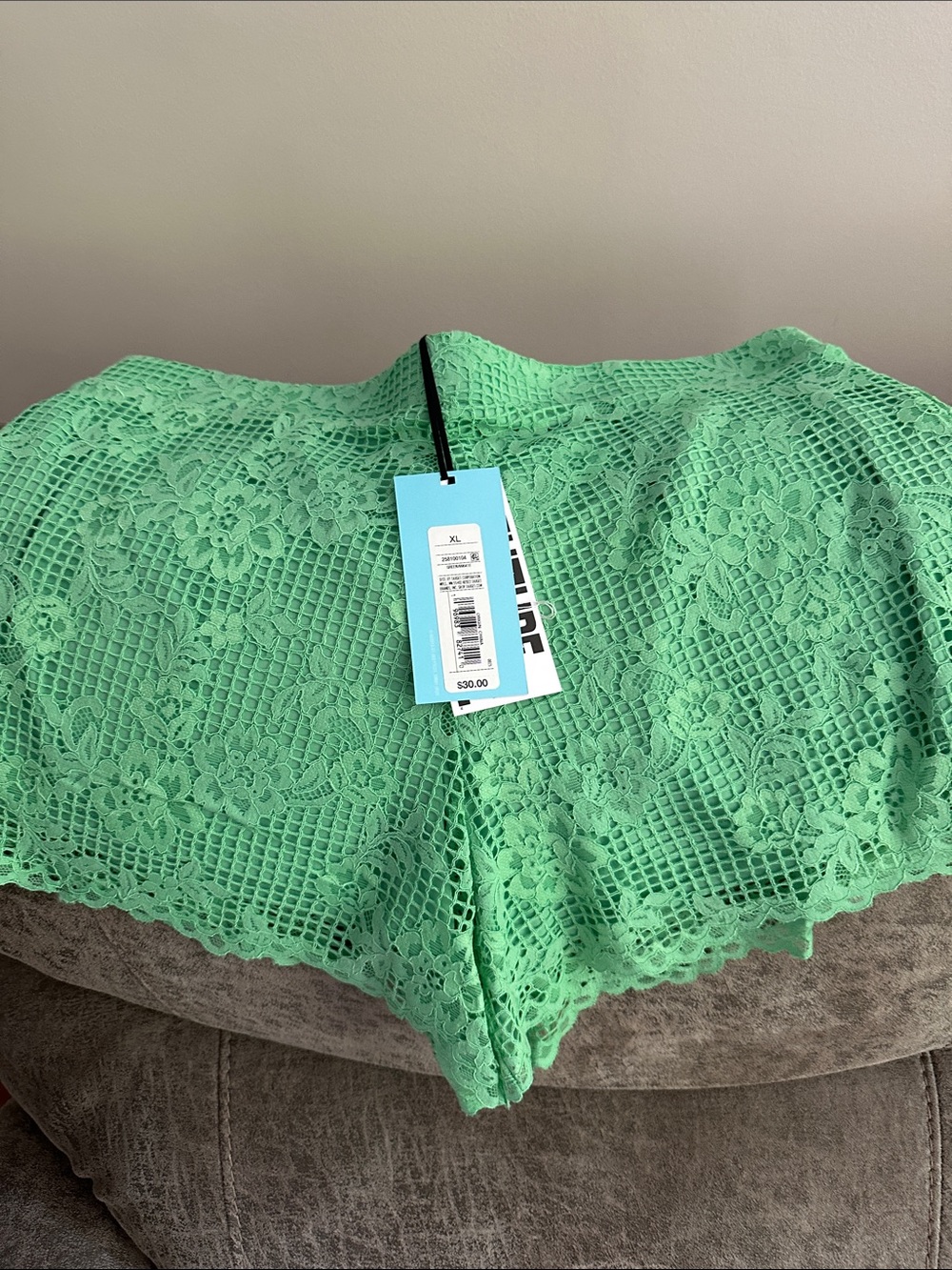 Women's High Waist Lace Shorts - Mint Green